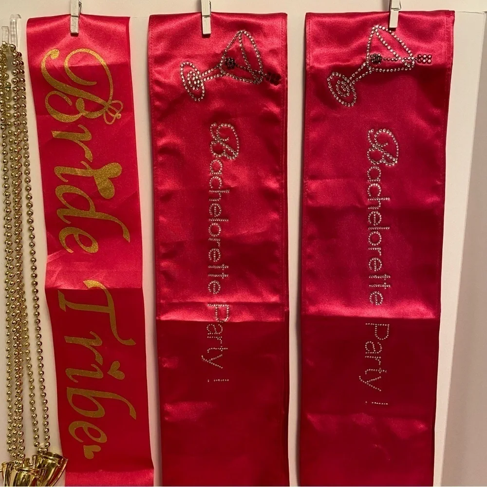 Wedding Bachelorette Party Sashes/ Pins/ Beads/ Glasses/ Slim Cozy & More Bundle